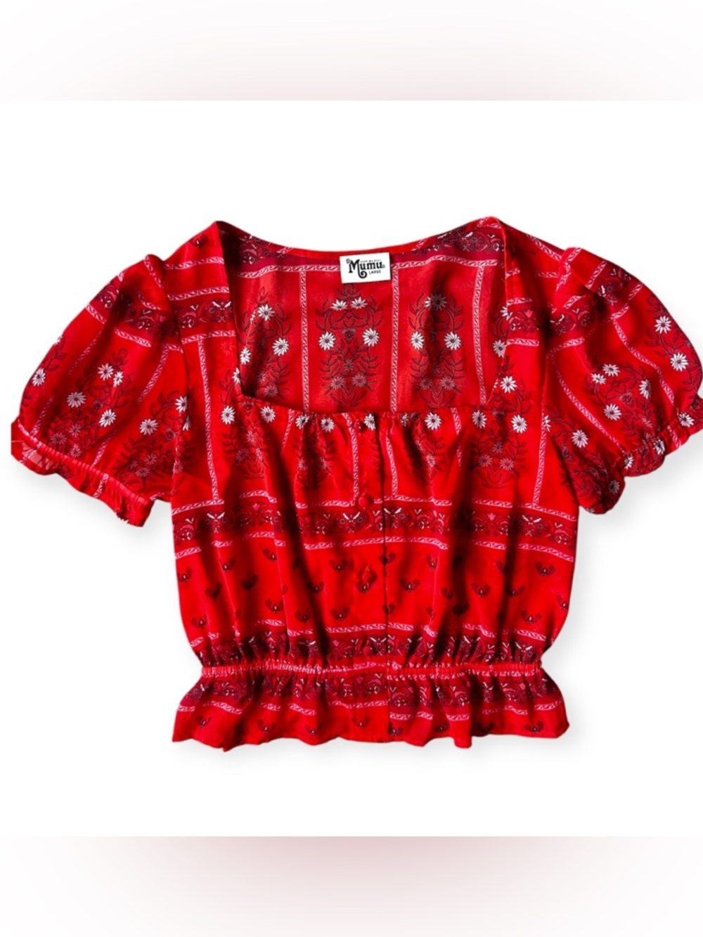 Show Me Your Mumu cropped floral shirt short sleeve top Large